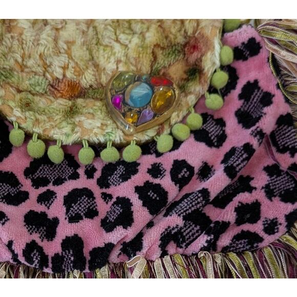 Boho Hippy Tapestry Pink Leopard multicolor Bag Purse Long Adjustable Straps - Picture 9 of 9